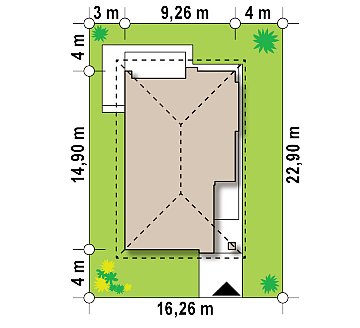 Одноэтажный дом с четырехскатной кровлей и оригинальным экстерьером. план помещений 1