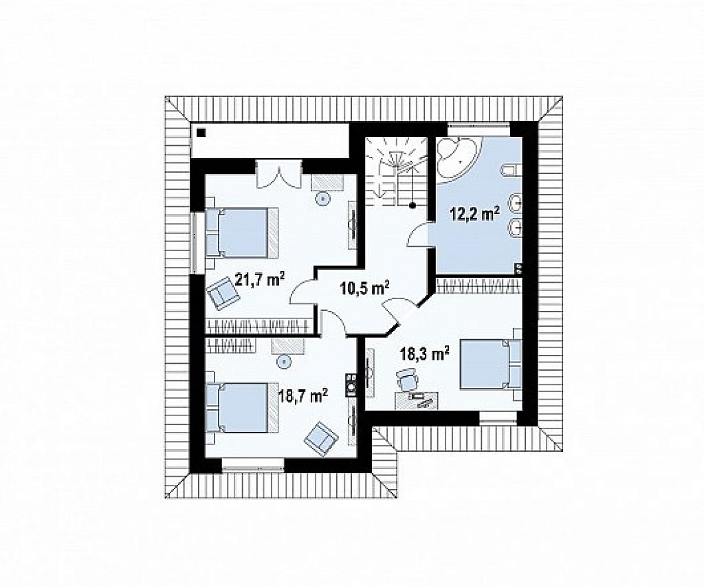 Вариант проекта Zz1 современного двухэтажного дома с плитами перекрытия план помещений 2