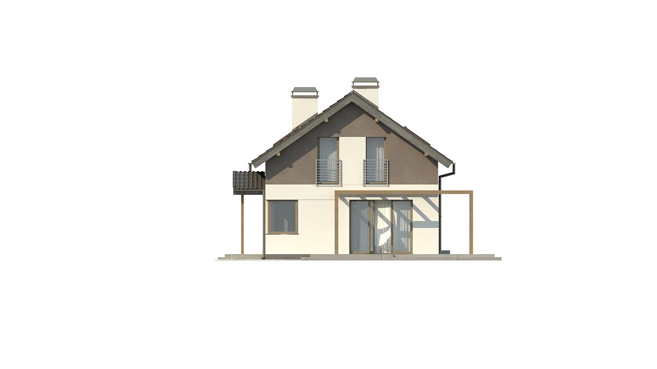 Компактный дом простой формы с угловым окном в кухне и светлой гостиной. - фото 8