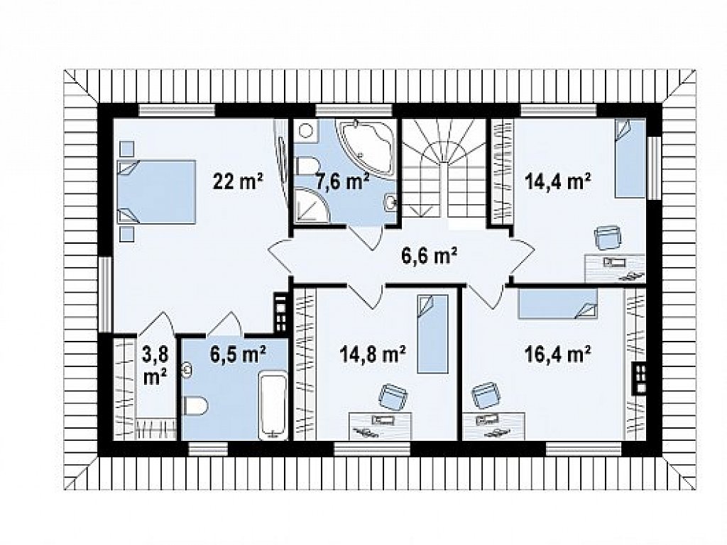 Вариант Z159 просторного двухэтажного дома с плитами перекрытия план помещений 2