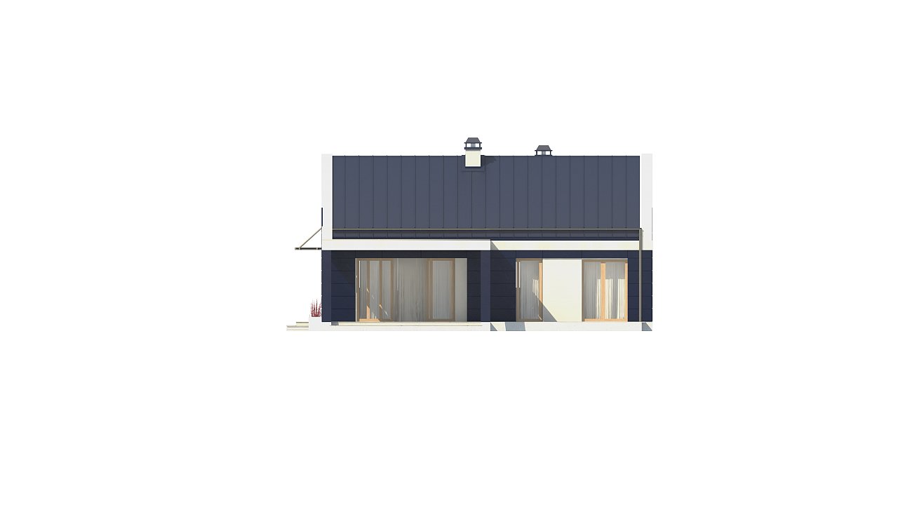 Компактный одноэтажный дом современного дизайна с необычным оформлением террасы. - фото 22