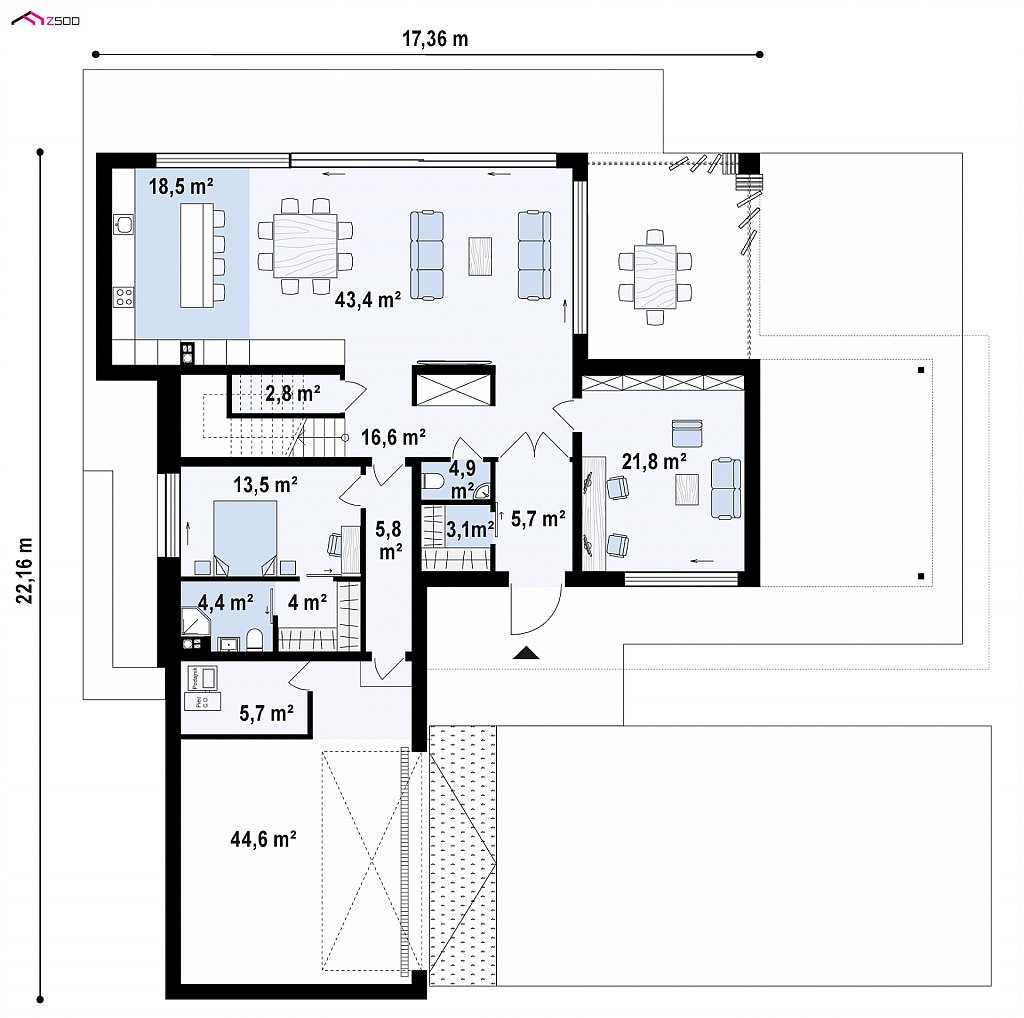 Просторный современный двухэтажный дом план помещений 1