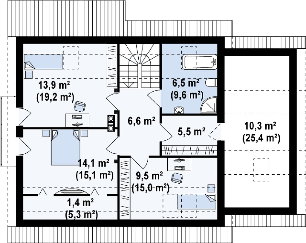 Выгодный в строительстве и эксплуатации дом с дополнительной спальней на первом этаже. план помещений 2