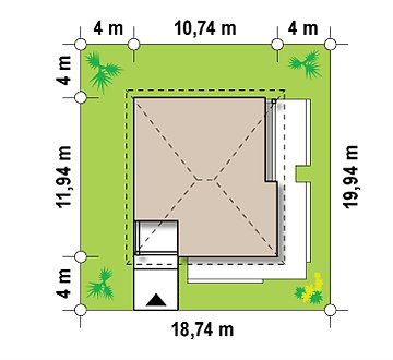 Проект компактного и функционального одноэтажного дома с фронтальным расположением дневной зоны. план помещений 1