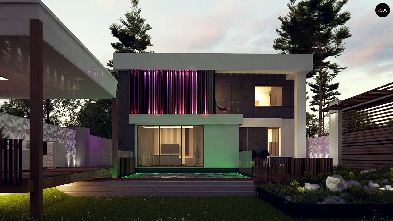 Проект дома в современном стиле с большими площадями остекления - фото 9