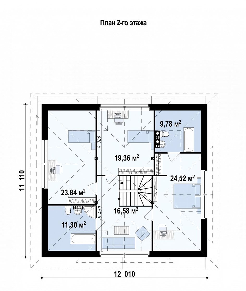Проект одноэтажного дома Z278 адаптированный под строительство в сейсмических районах план помещений 2