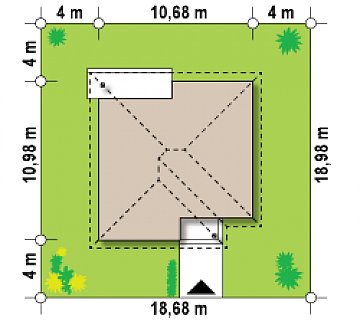 Проект одноэтажного практичного и уютного дома с крытой террасой. план помещений 1