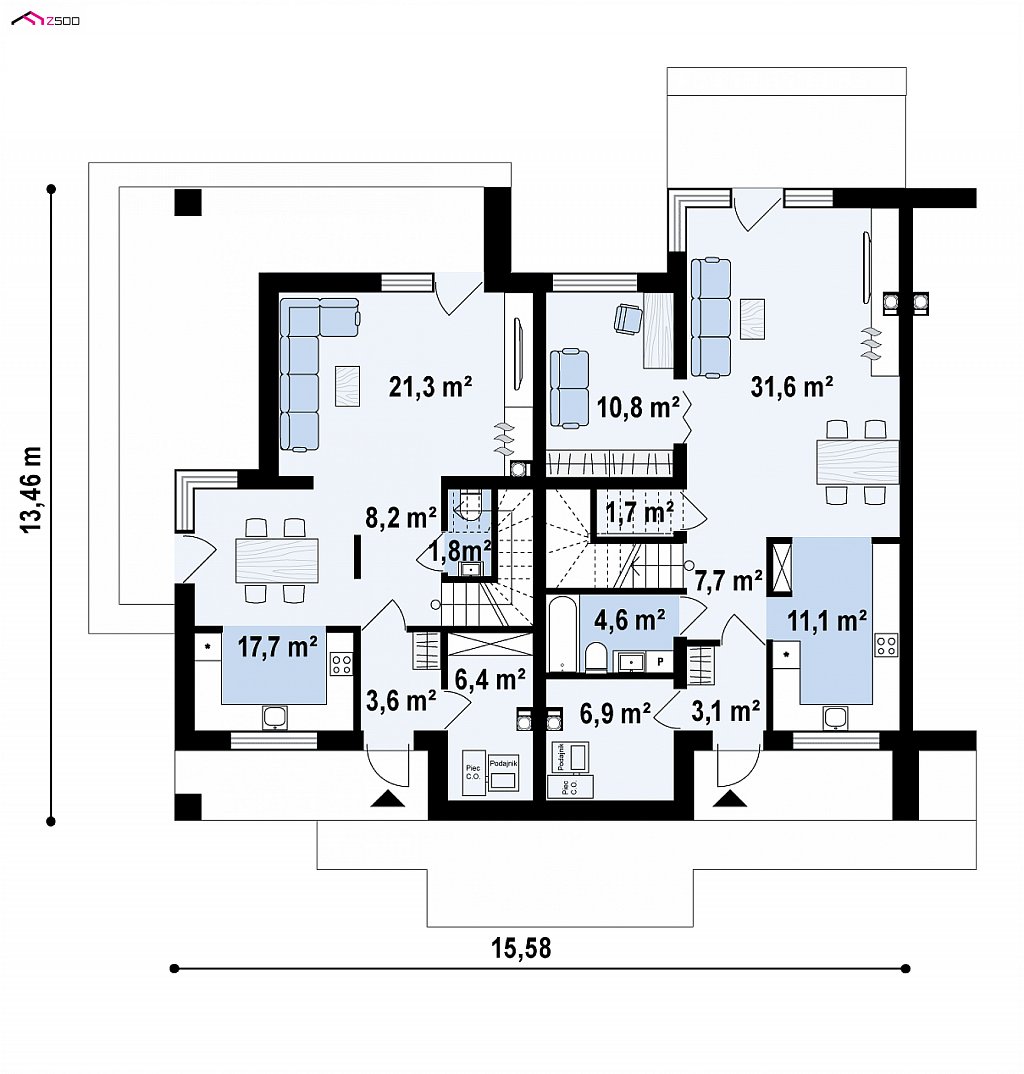 Двухэтажный комфортный дом для двух семей план помещений 1