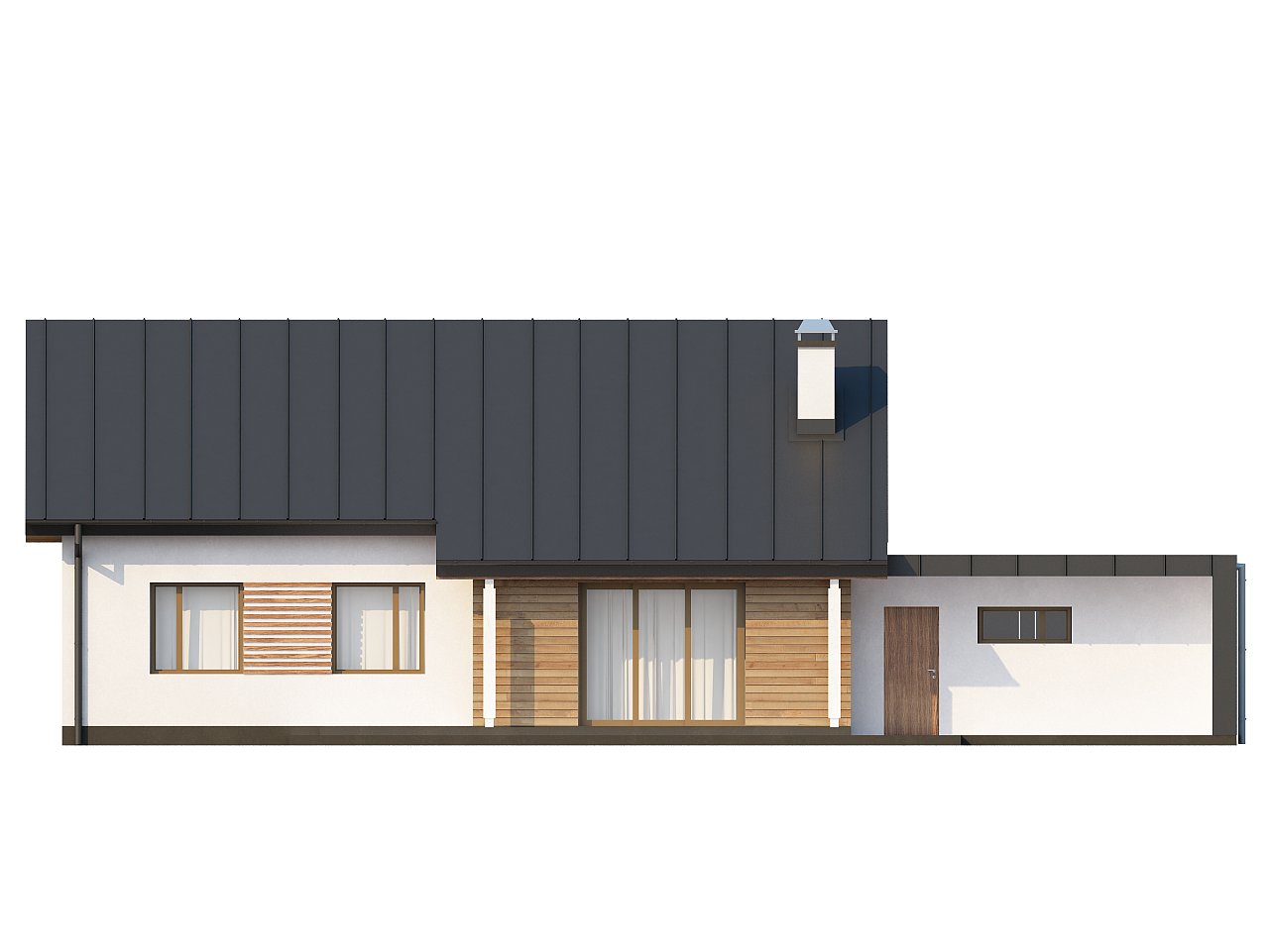 Практичный одноэтажный дом с двускатной крышей, с большим боковым гаражом. - фото 15