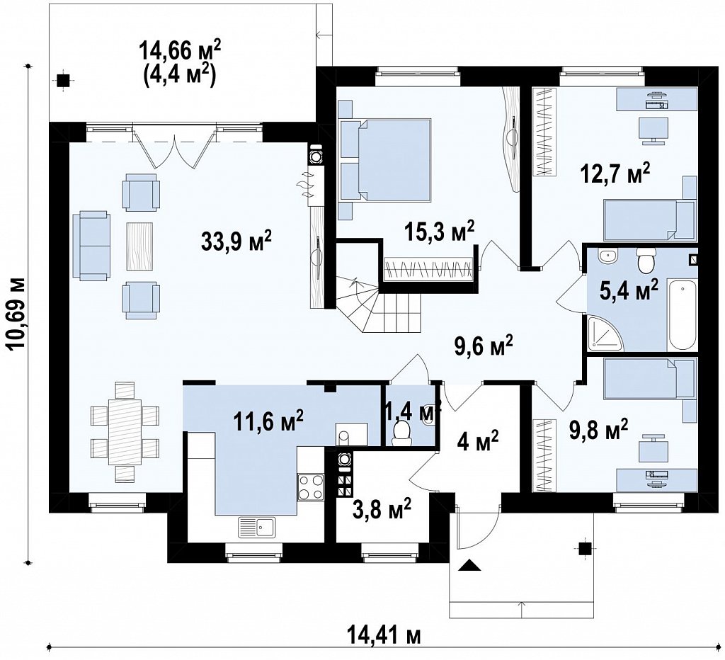 Просторный комфортабельный дом с необычной планировкой второго этажа. план помещений 1